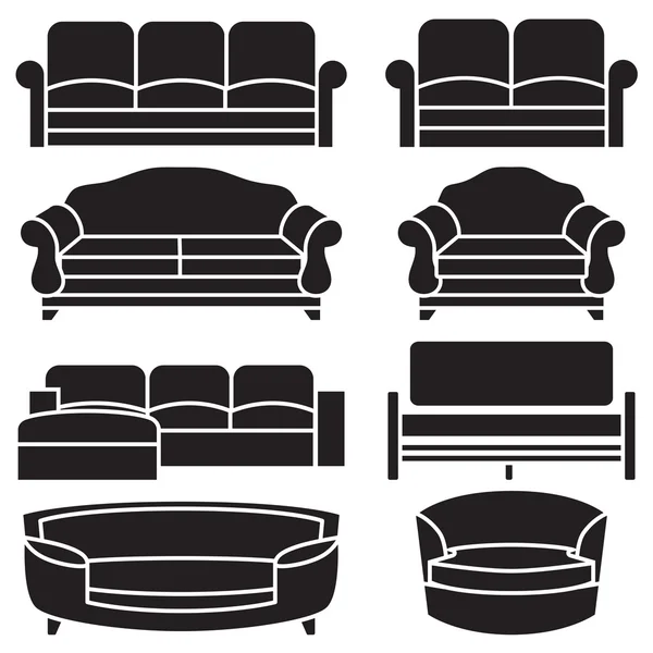 Chair and sofa vector set — Stock Vector