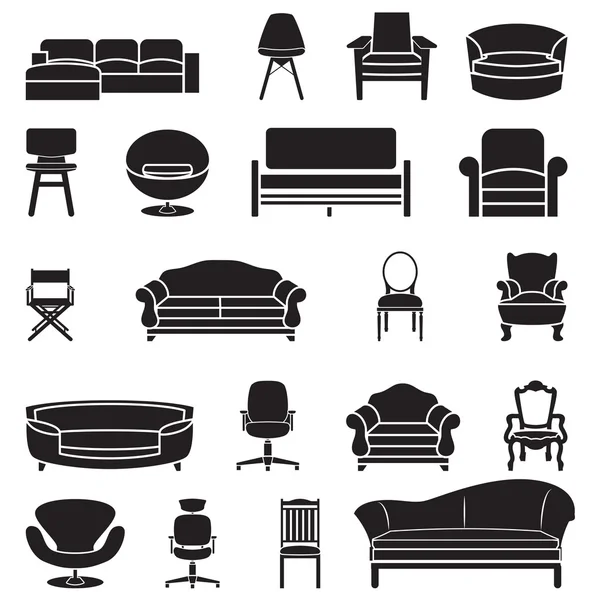 Chair and sofa vector set — Stock Vector