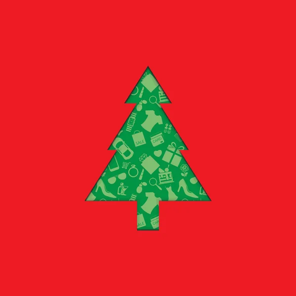 Navidad árbol de compras Fondo — Vector de stock