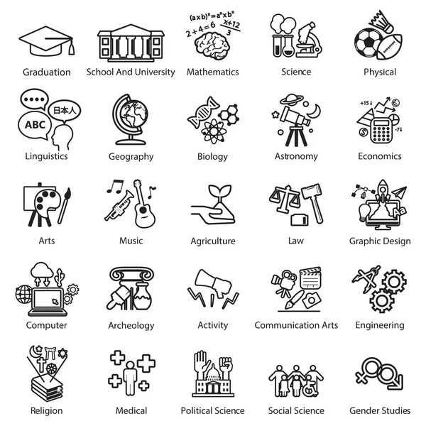 Iconos de estudio de educación conjunto — Vector de stock