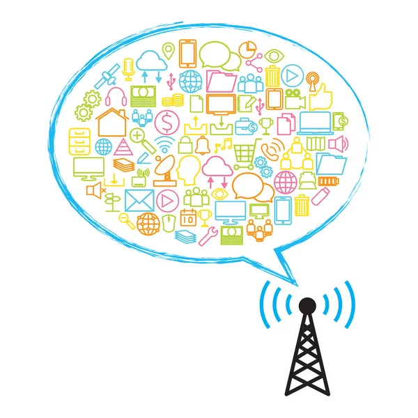 Antenne Satellitenschüssel und Technologie — Stockvektor