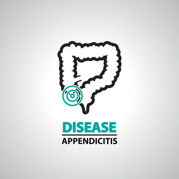 Iconos de apendicitis y símbolo — Archivo Imágenes Vectoriales