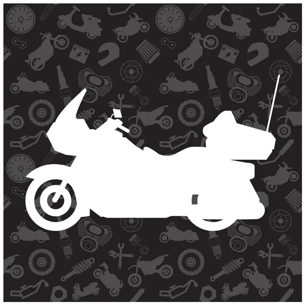 Motocicleta, patrón de fondo e icono — Archivo Imágenes Vectoriales