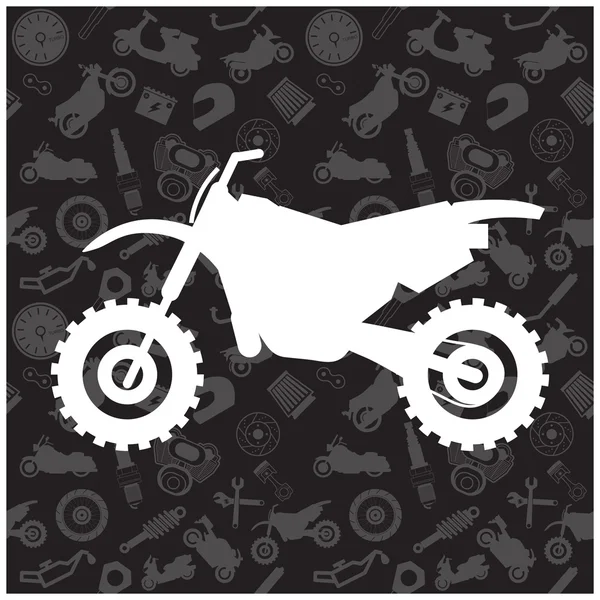 Motocicleta, patrón de fondo e icono — Vector de stock