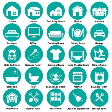 home, room icon and symbol clipart