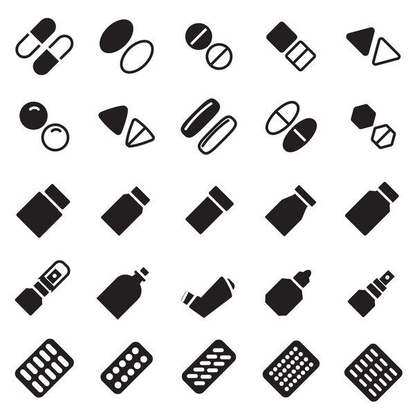 медицинские таблетки набор значков
