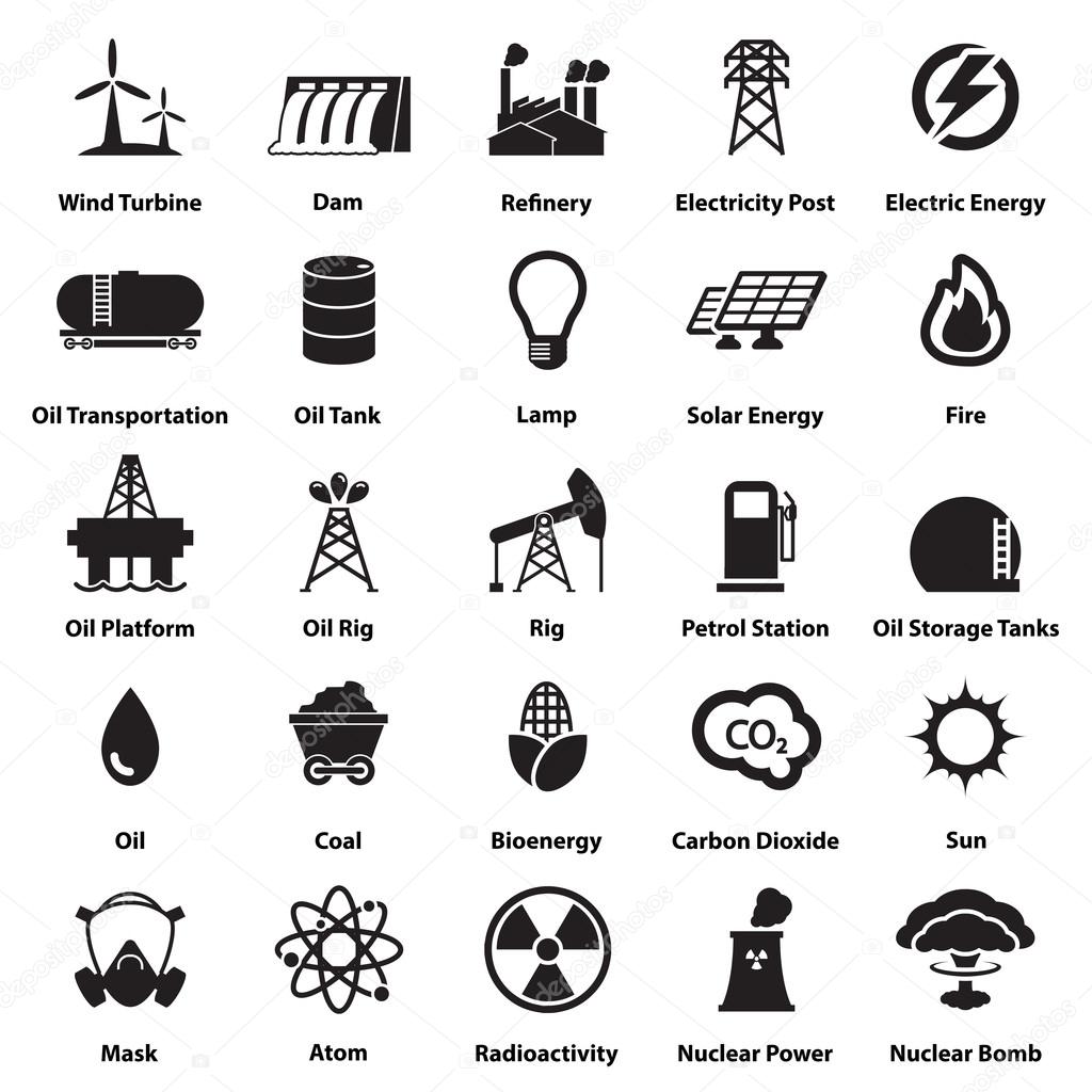 Energy, electricity, power icons Signs and Symbols