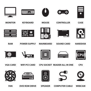 bilgisayar donanım Icons set