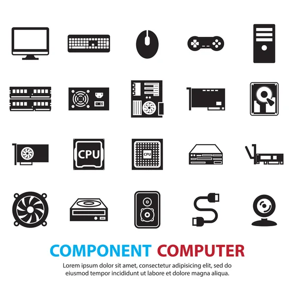 Computer hardware icons set — Stock Vector