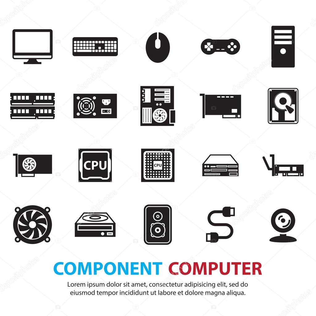 computer hardware icons set