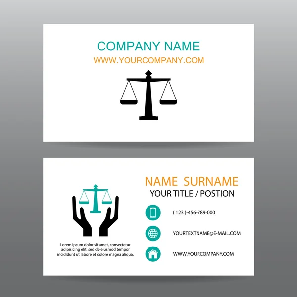 Business card vektor bakgrund, försäkring lag och advokat — Stock vektor