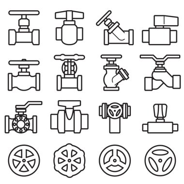 Valve and Taps icon set clipart