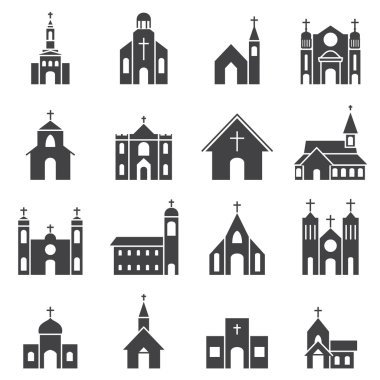 church building icon vector set clipart