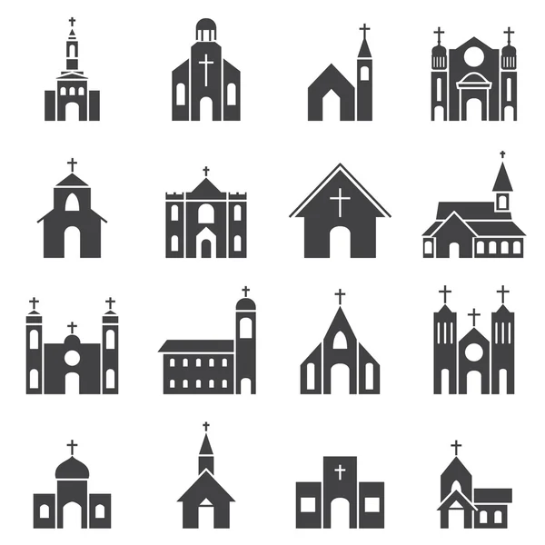 Iglesia edificio icono vector conjunto — Archivo Imágenes Vectoriales