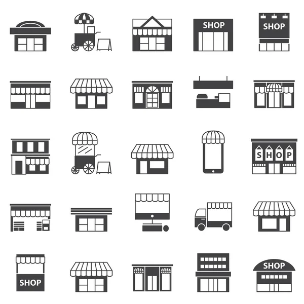 Conjunto de iconos de tienda y construcción — Vector de stock