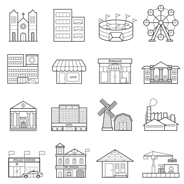 Buildings city  icon set — Stock Vector