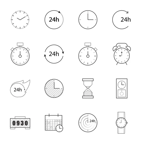 Iconos de tiempo, vector de línea — Vector de stock