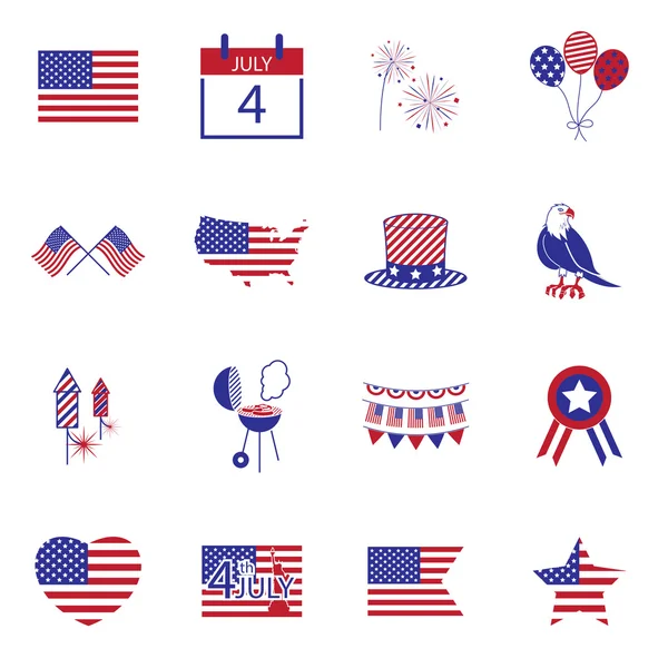 stock vector Happy independence day line icons United States of America, 4 th