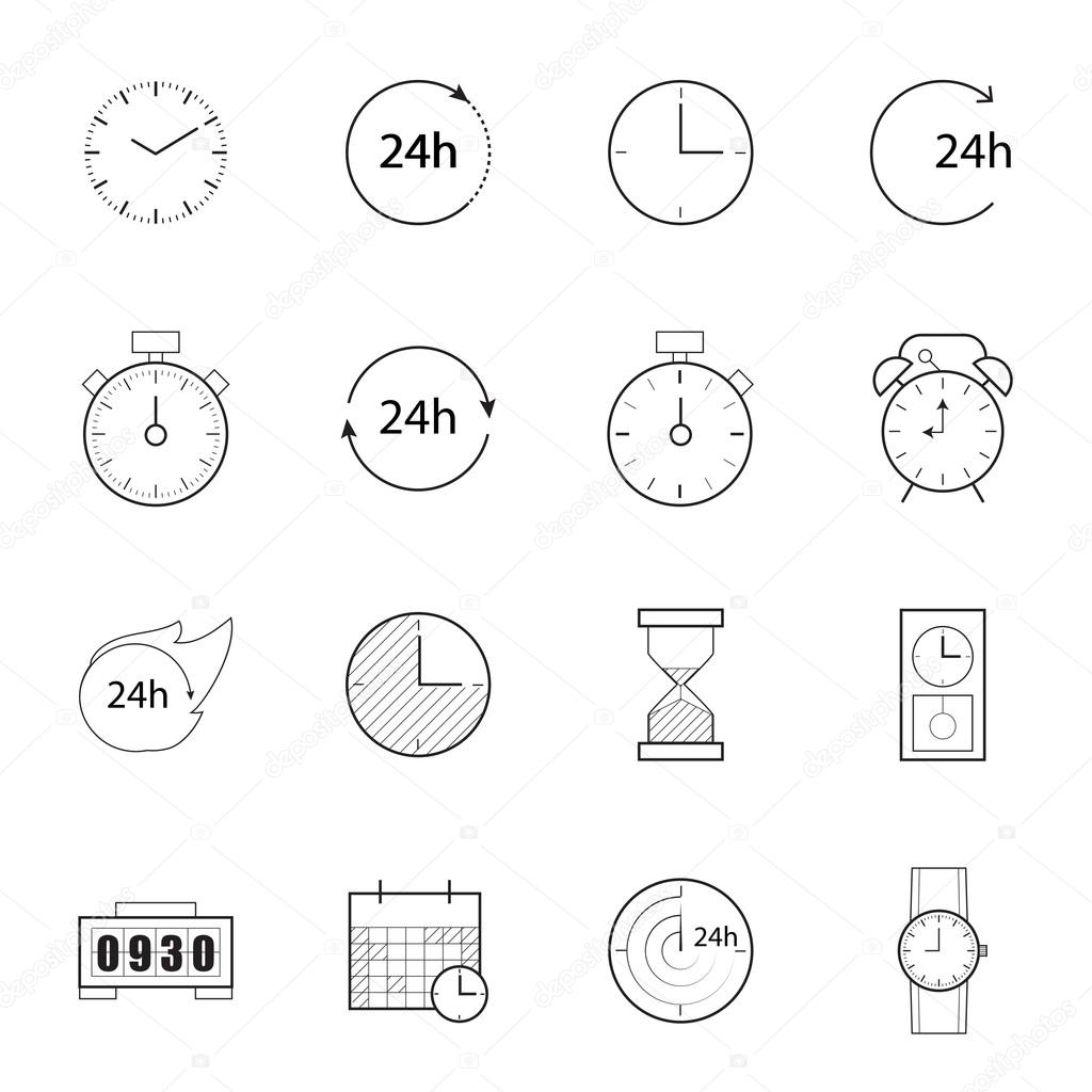 time  icons,line vector