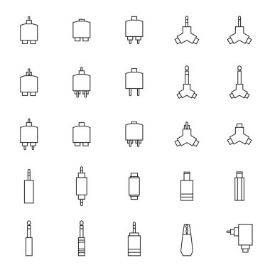 radyo sinyalleriyle iletilen kriko bağlayıcı vektör Icon set