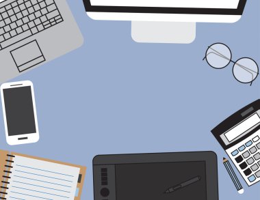 Düz vektör tasarım çizim modern iş office kümesi