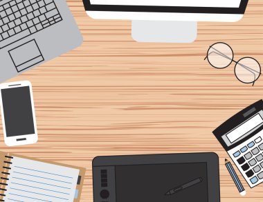 Düz vektör tasarım çizim modern iş office kümesi
