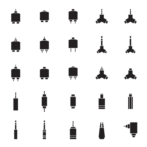 Conector de conector de áudio conjunto de ícones —  Vetores de Stock