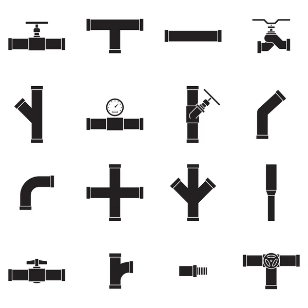 Ensemble d'icônes de tuyau et vanne — Image vectorielle