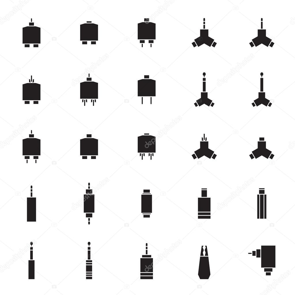 audio jack connector vector icon set — Stock Vector © bitontawan02