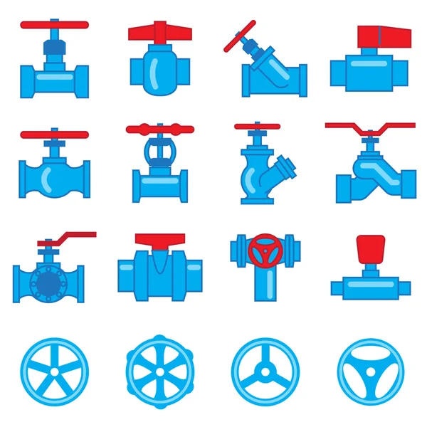 Conjunto de iconos de válvulas y grifos — Vector de stock