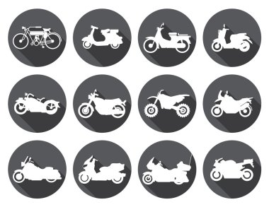 Motosiklet binici Icons set. Vektör çizim