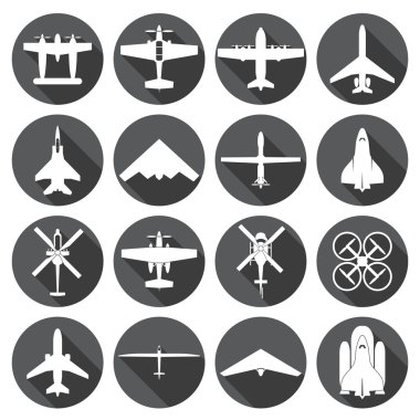 uçak Icons set, dairesel etiketleri