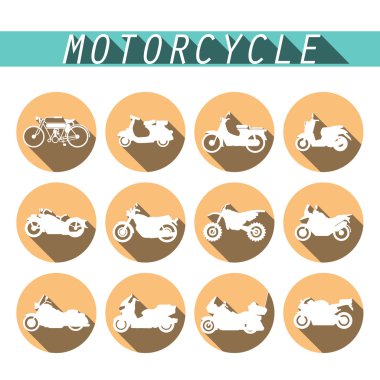 Motosiklet binici Icons set. Vektör çizim