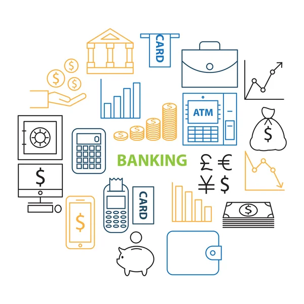 Icona della linea bancaria — Vettoriale Stock