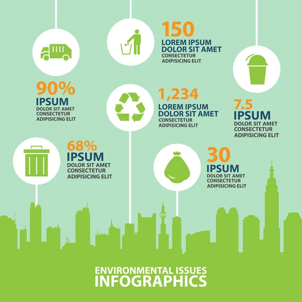 Stad info afbeelding, bescherming van het milieu en ecologie vector — Stockvector