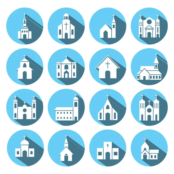 Église bâtiment icône vecteur ensemble — Image vectorielle