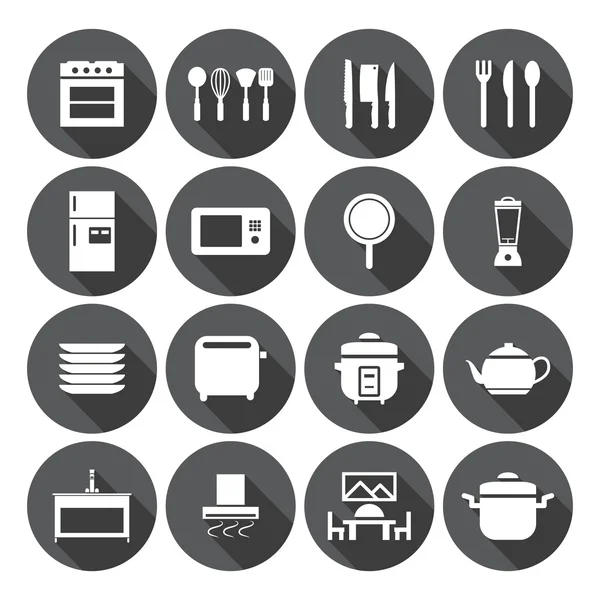 Kitchen room icon set — Stock Vector