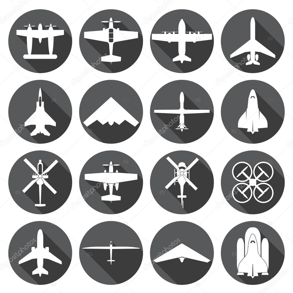 airplane icons set,circular Labels