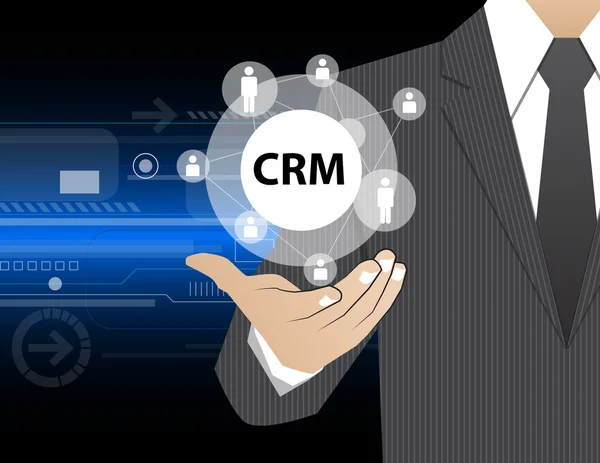 Concept Businessman in his hands ,CRM — Διανυσματικό Αρχείο
