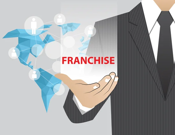 Concept Homme d'affaires entre ses mains, Franchise — Image vectorielle