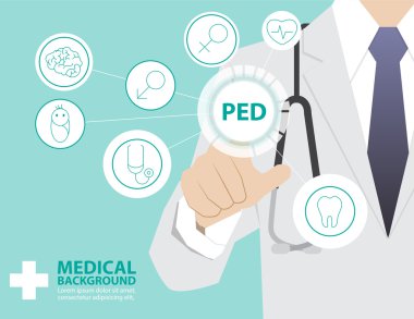 Modern sanal teknolojisi ile çalışan tıp doktor el