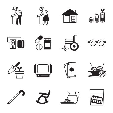 emeklilik, eski insanlar Icon set