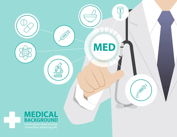 Modern sanal teknolojisi ile çalışan tıp doktor el