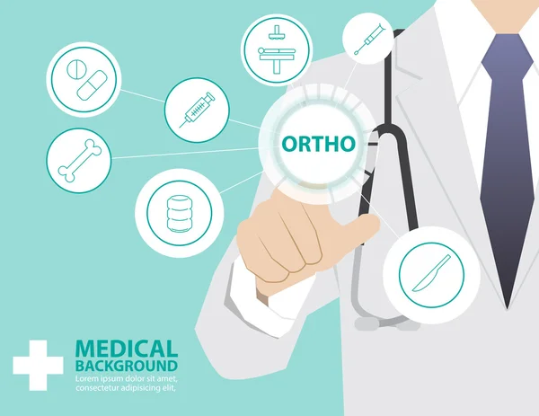 Médecin travaillant avec la technologie virtuelle moderne, main à — Image vectorielle