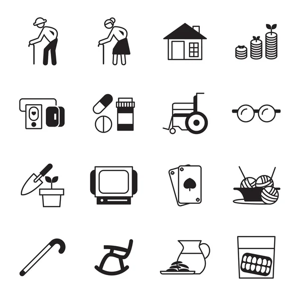 Retirement, old people icon set — Stock Vector