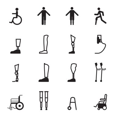 disabled prosthesis icon set clipart
