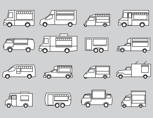 Conjunto de ícone de caminhão de alimentos — Vetor de Stock