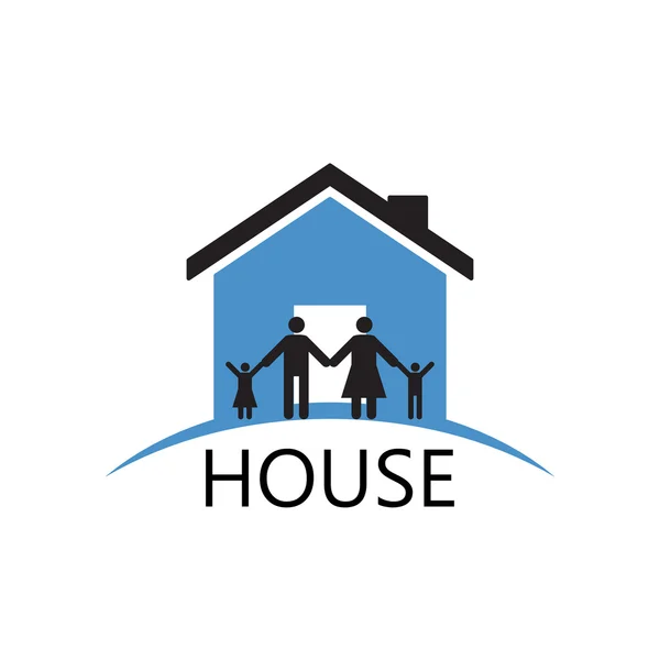 อาคารบ้านและครอบครัว, ไอคอนและสัญลักษณ์รูปทรงของเวกเตอร์ — ภาพเวกเตอร์สต็อก