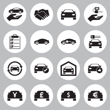 Araç satış ve Kiralama araba Icons set