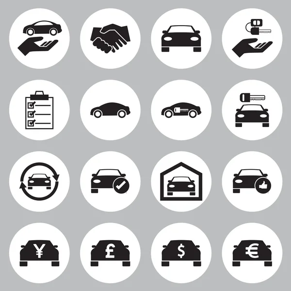 Auto verkoop en verhuur auto icons set — Stockvector